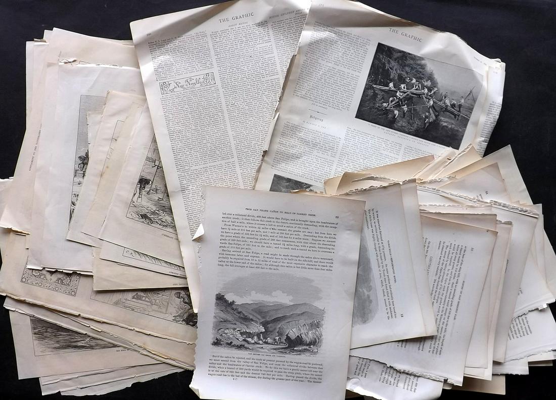 Views & Travel 19th Cent. Lot of 100 Illustrated Sheets (1 of 12)