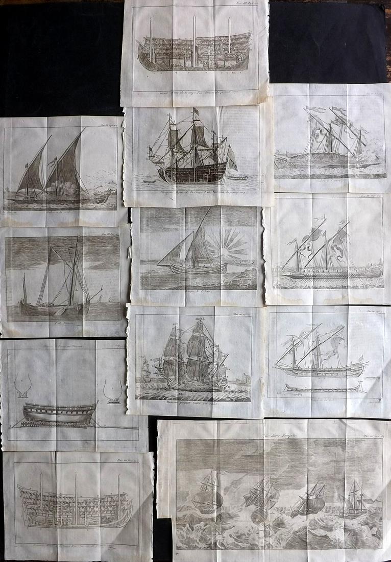 Pluche, Noel C1750 Lot of 12 Ship, Boat Prints (1 of 2)