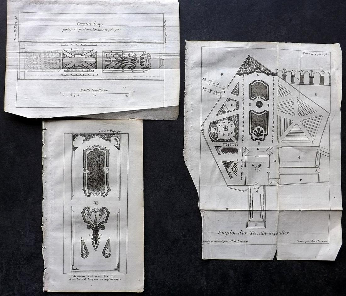 Pluche, Noel C1750 Lot of 3 Garden Parterre Prints (1 of 2)