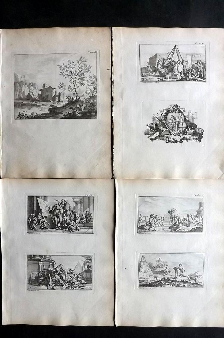 Jombert, Charles 1740 Lot of 4 Prints. Classical Engravings, Emblems, Landscape (1 of 2)