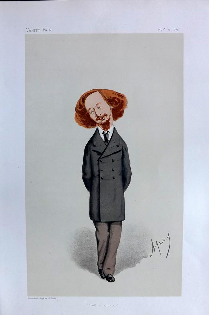 Vanity Fair Print 1874 Algernon Charles Swinburne, Literary (1 of 1)