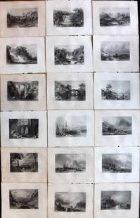 Scotland C1840 Lot of 18 Scottish Views by Allom/Bartlett: Steel Engravings Published C1840, London for "Caledonia Illustrated…" by William Beattie. Illustrated by William Bartlett, Thomas Allom and others. Paper Size: 10.5 x 8 inch (27 x 21cm) Minor