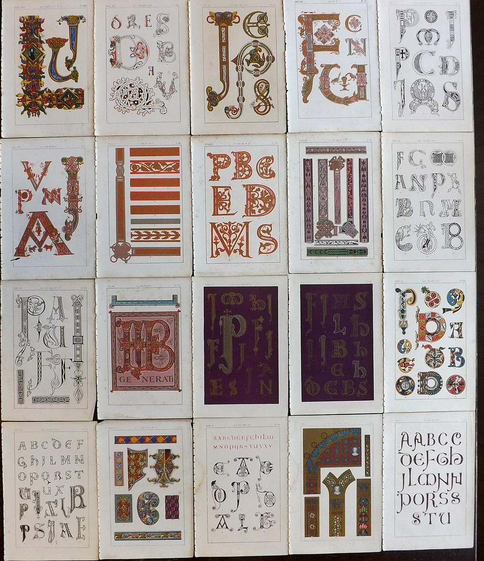 Tymms, William - Art of Illuminating 1860 Lot 20 Prints: Chromolithographs Published 1860, London for "The Art of Illuminating as Practised in Europe from the Earliest Times" by M. Digby Wyatt. Selected & Chromolithographed by William Robert Tymms. Paper Si