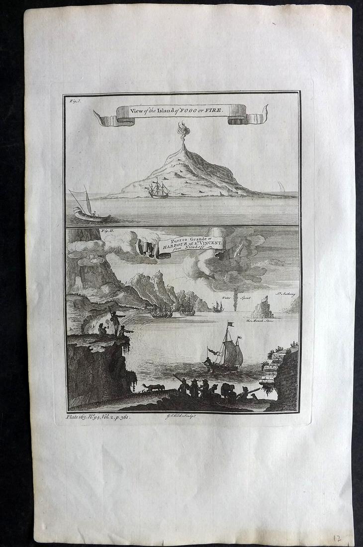 Salmon, Thomas 1753 Folio Print. Porto Grande, Cape Verde. Ship (1 of 2)