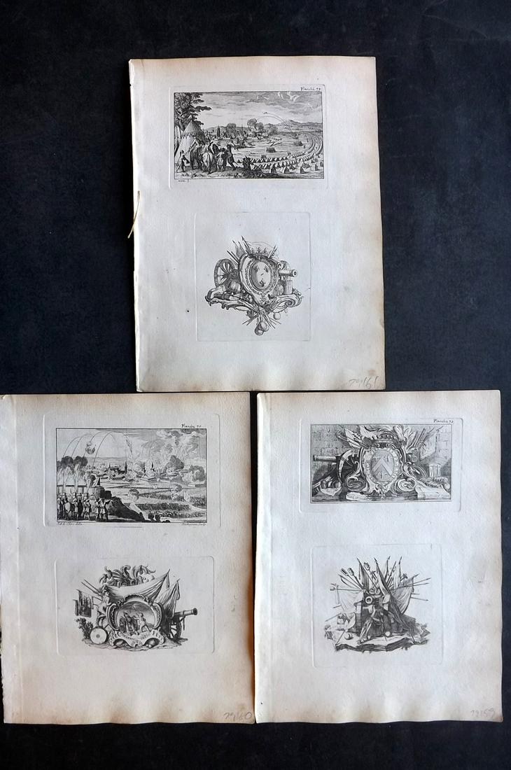 Jombert, Charles 1740 Lot of 3 Prints. Military, Emblems (1 of 2)