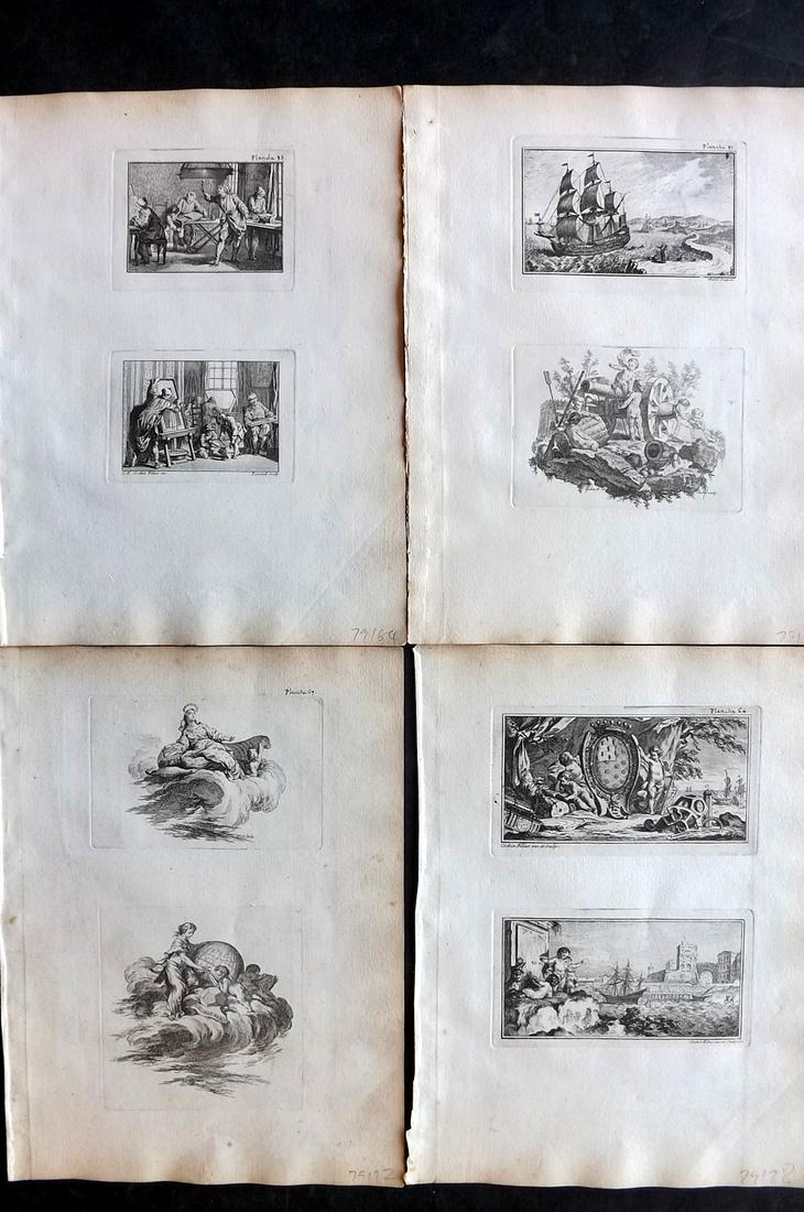 Jombert, Charles 1740 Lot of 4 Prints. Classical, Emblems (1 of 2)