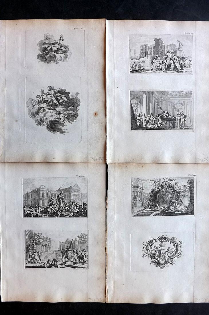 Jombert, Charles 1740 Lot of 4 Prints. Classical, Emblems (1 of 2)