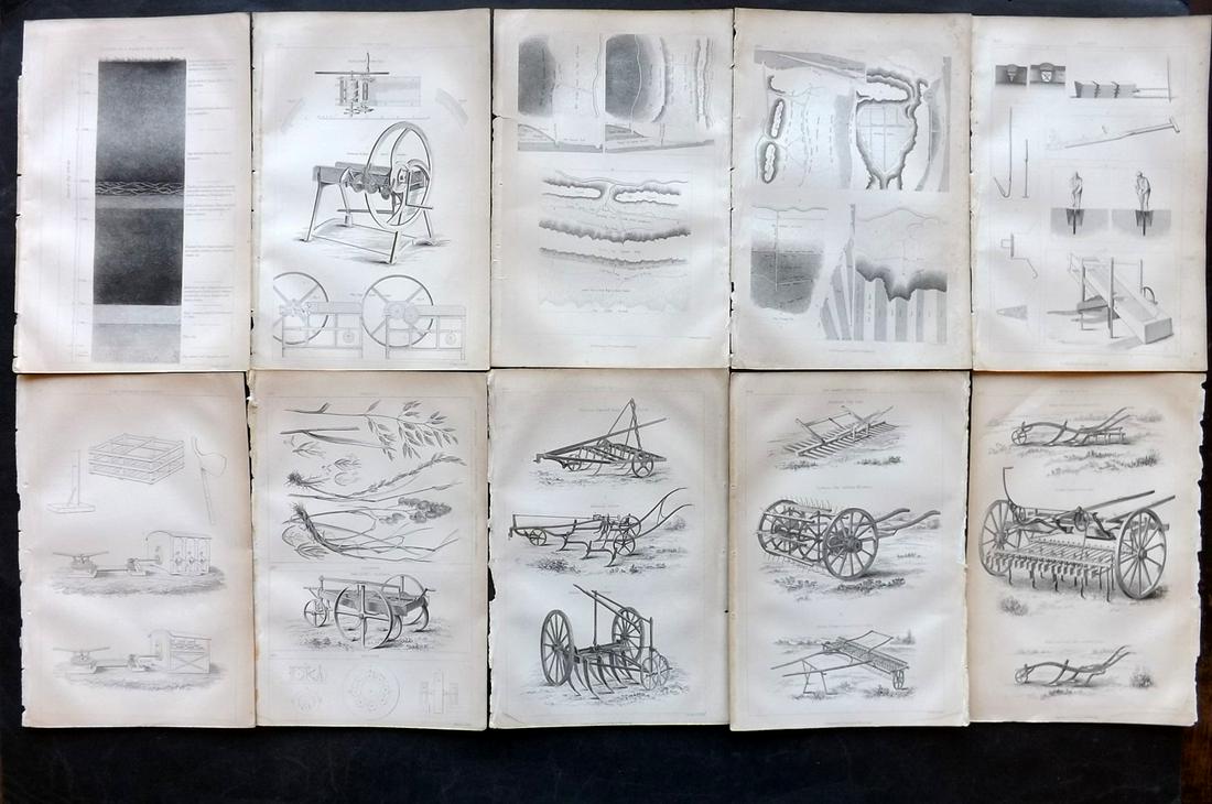 Wilson, John 1852 Lot of 10 Agriculture Farming Prints: Steel Engravings/Etchings Published 1851-52, London for "The Farmer's Dictionary…" Edited by John Wilson. Paper Size: 9.5 x 6.5 inch (25 x 16.5cm) Good Condition