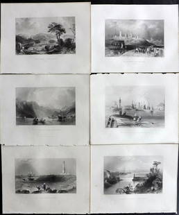 Scotland C1840 Lot of 6 Scottish Views by Allom/Bartlett: Steel Engravings Published C1840, London for "Caledonia Illustrated…" by William Beattie. Illustrated by William Bartlett, Thomas Allom and others. Paper Size: 10.5 x 8 inch (27 x 21cm) Good Conditi