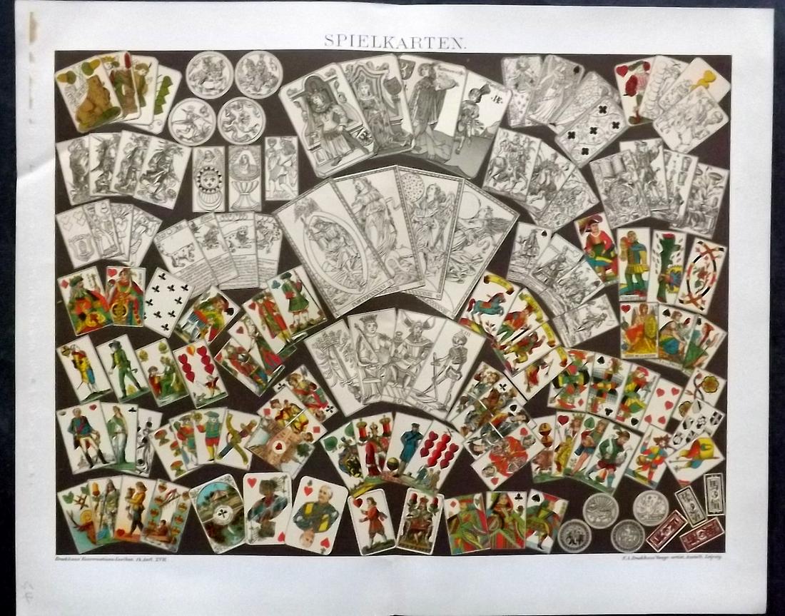 Brockhaus (Pub) 1898 Print. Playing Cards (1 of 2)