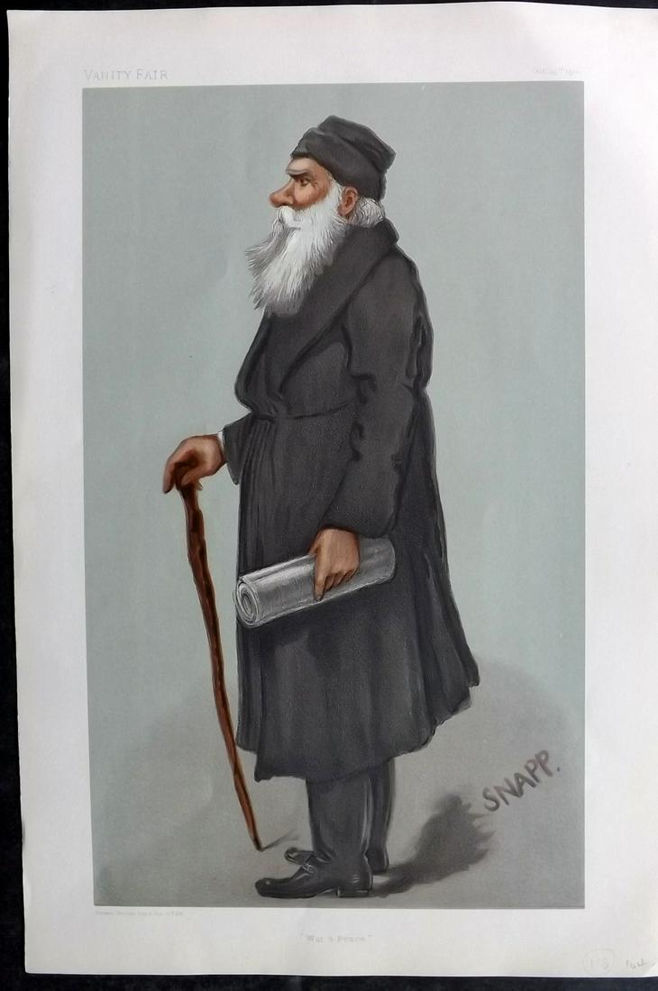Vanity Fair Print 1901 Leo Tolstoy, Literary: Chromolithograph Published 1869-1914, London for "Vanity Fair" Paper Size: 15 x 10 inch (38 x 25cm) Good Condition