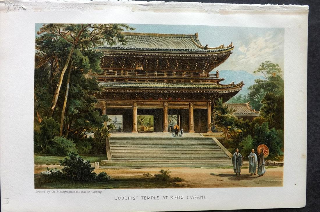 Ratzel, Friedrich 1898 Print. Buddhist Temple at Kioto, Japan (1 of 2)