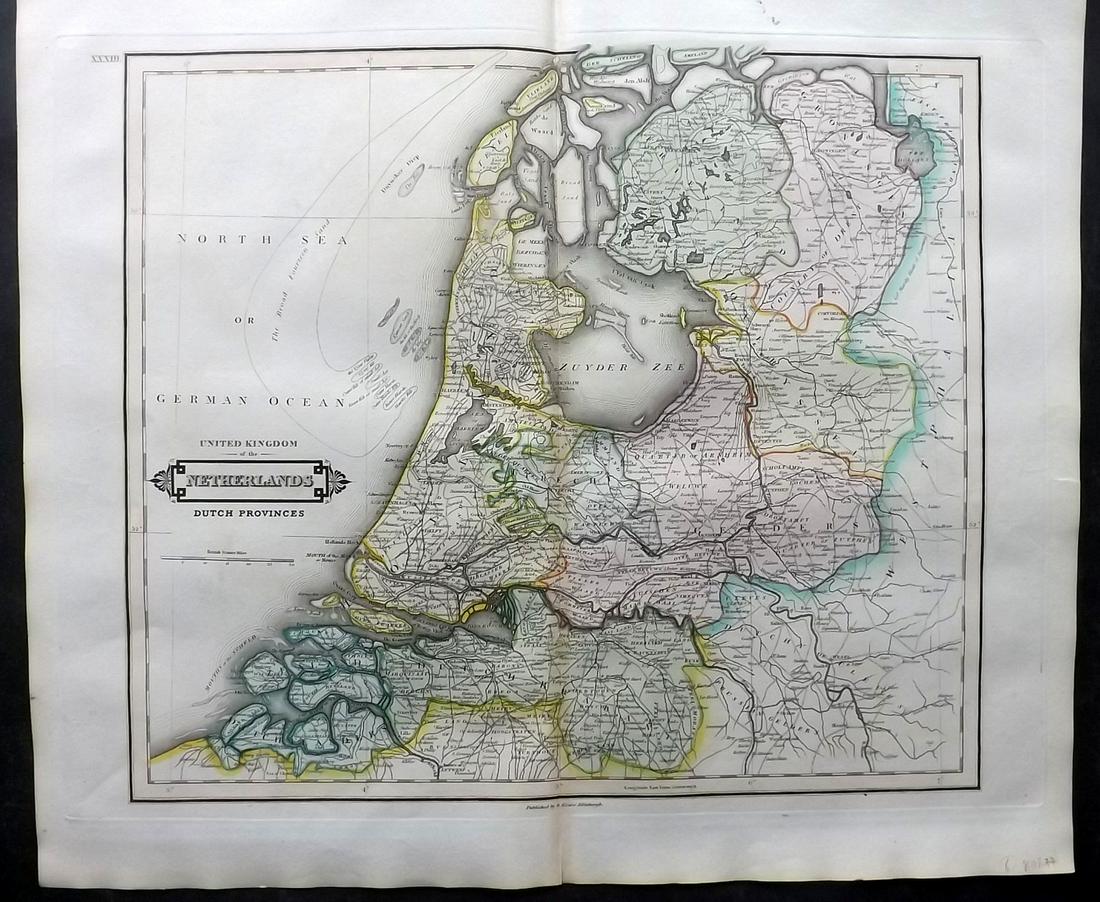 Lizars, Daniel 1831 LG Rare HC Map. Netherlands - Dutch Provinces (1 of 2)
