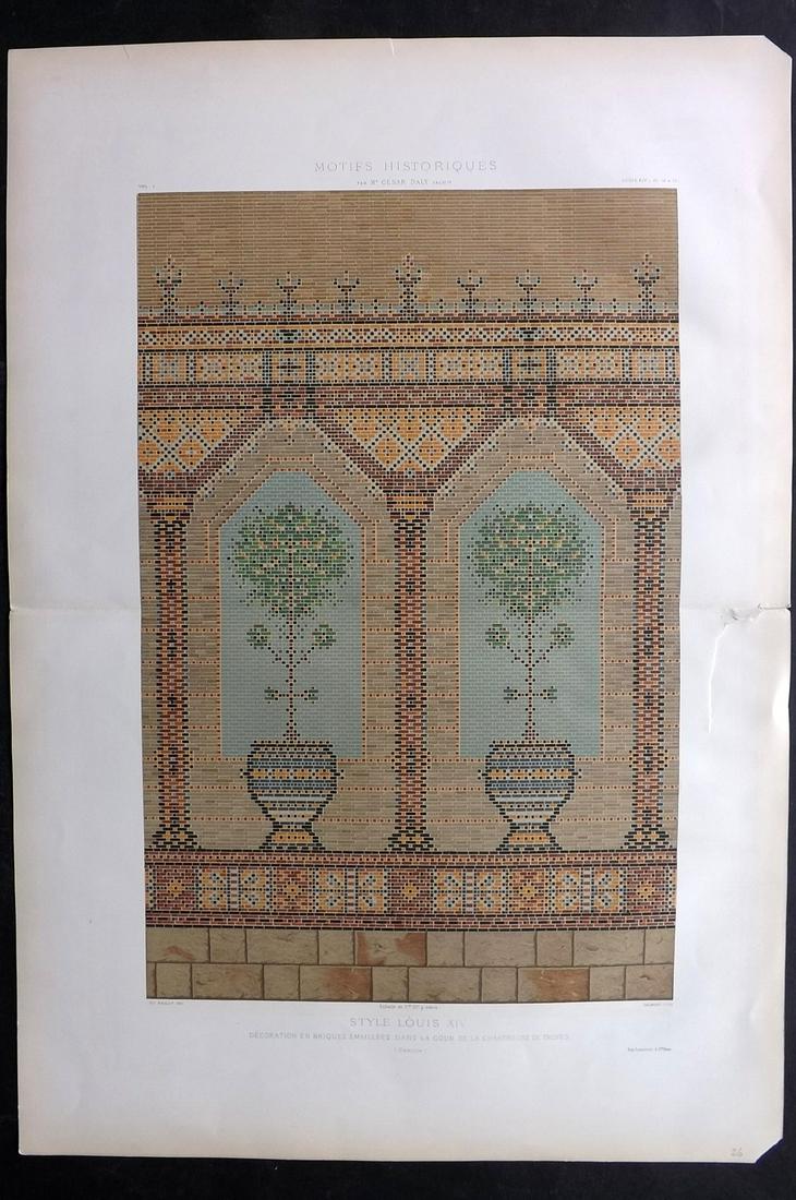 Daly, Cesar 1881 LG Architecture Print. Louis XIV interior 14. 17 (1 of 2)