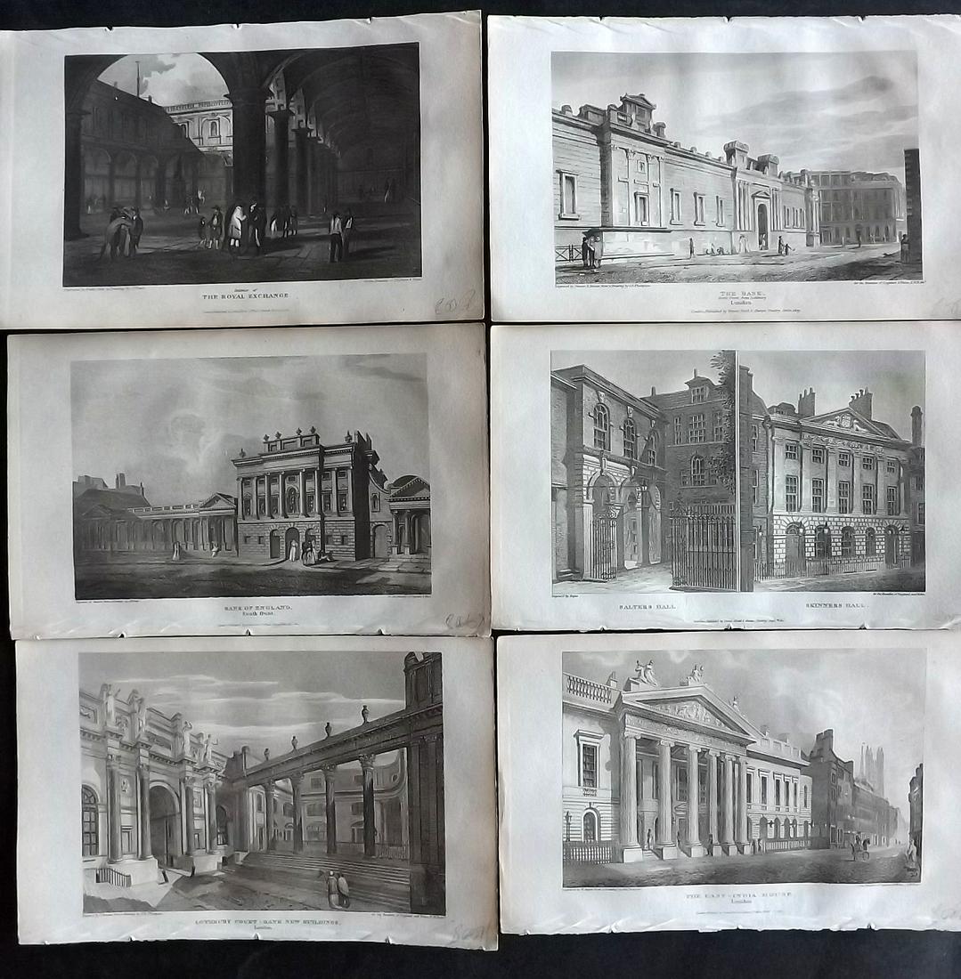 Brayley, Edward 1814 Lot of 6 Copper Plates of London (1 of 2)
