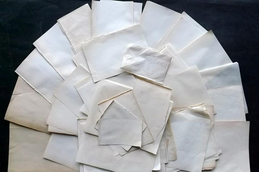 Old Paper, Bookbinding 19th Cent. Lot of 50 Wove & Stock Sheets (1 of 2)