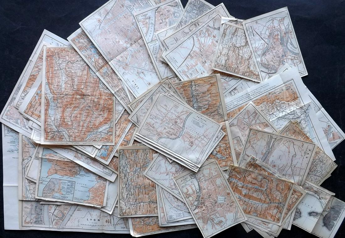 Baedeker, Karl 1902 Lot of 70 Maps of Southern France (1 of 8)