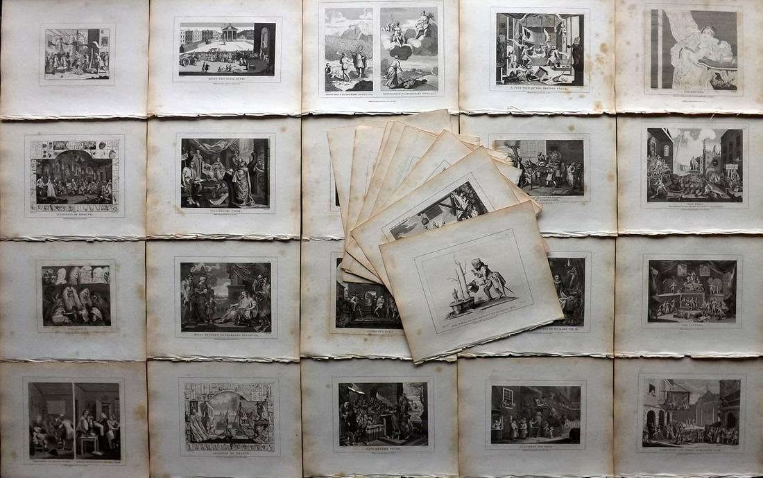 Hogarth, William 1808 Lot of 38 Copper Plates. Satire Prints (1 of 6)