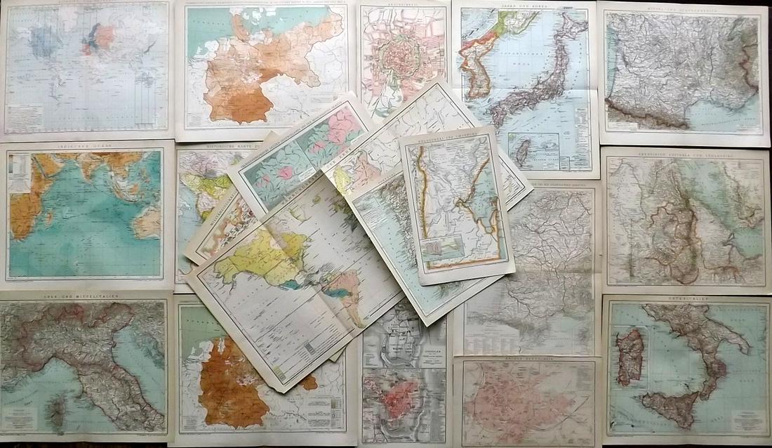 Brockhaus (Pub) 1890's Lot of 20 Antique Maps (1 of 6)