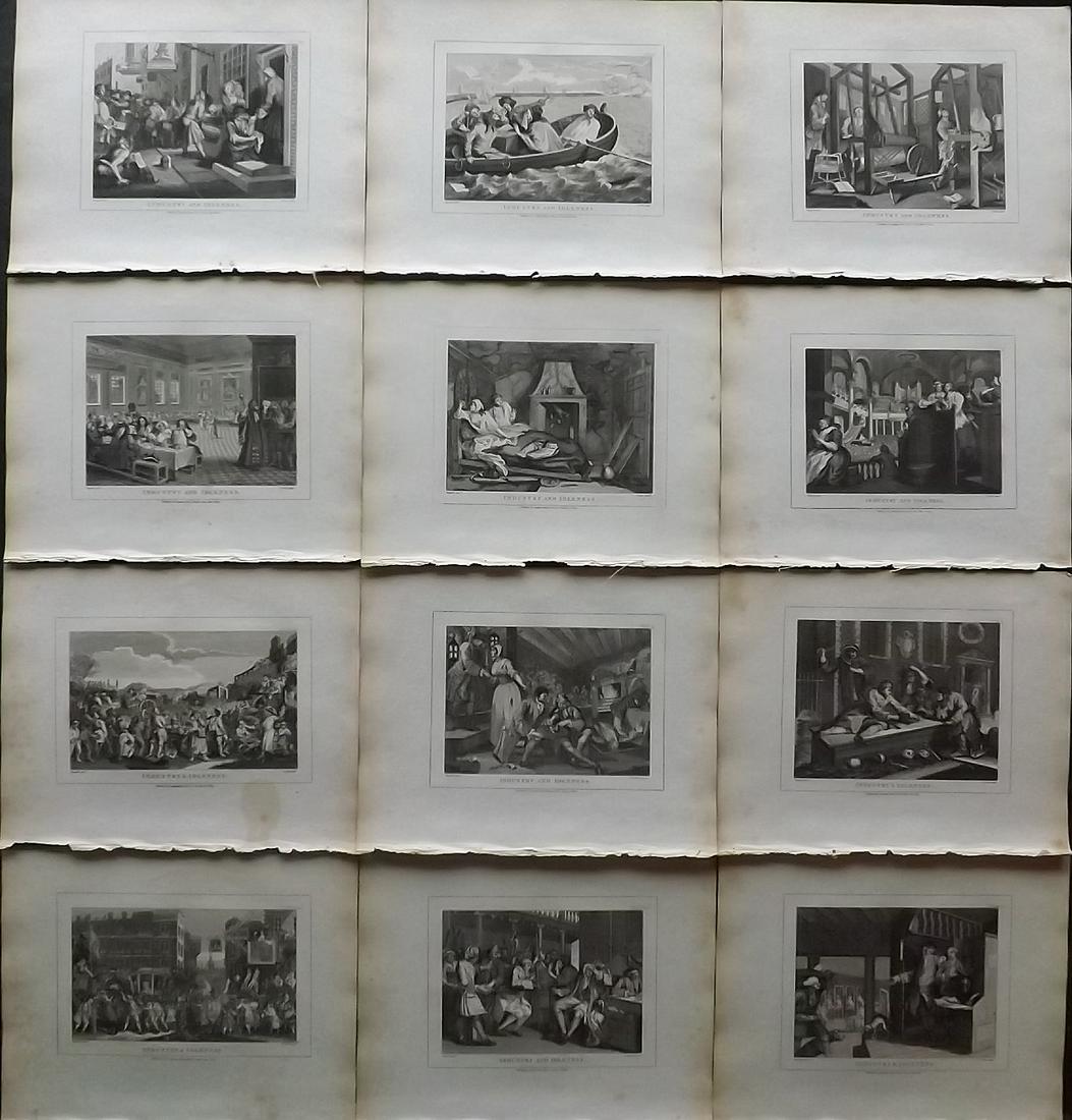 Hogarth, William 1808 Set of 12 Prints. Industry and Idleness (1 of 2)