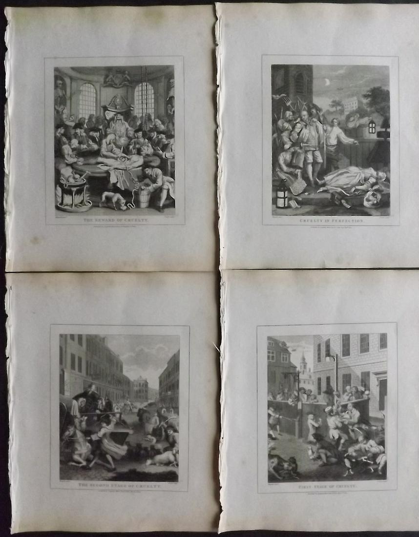 Hogarth, William 1808 Set of 4 Prints. Four Stages of Cruelty (1 of 2)