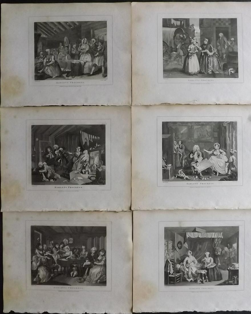 Hogarth, William 1808 Set of 6 Prints. Harlot's Progress (1 of 2)