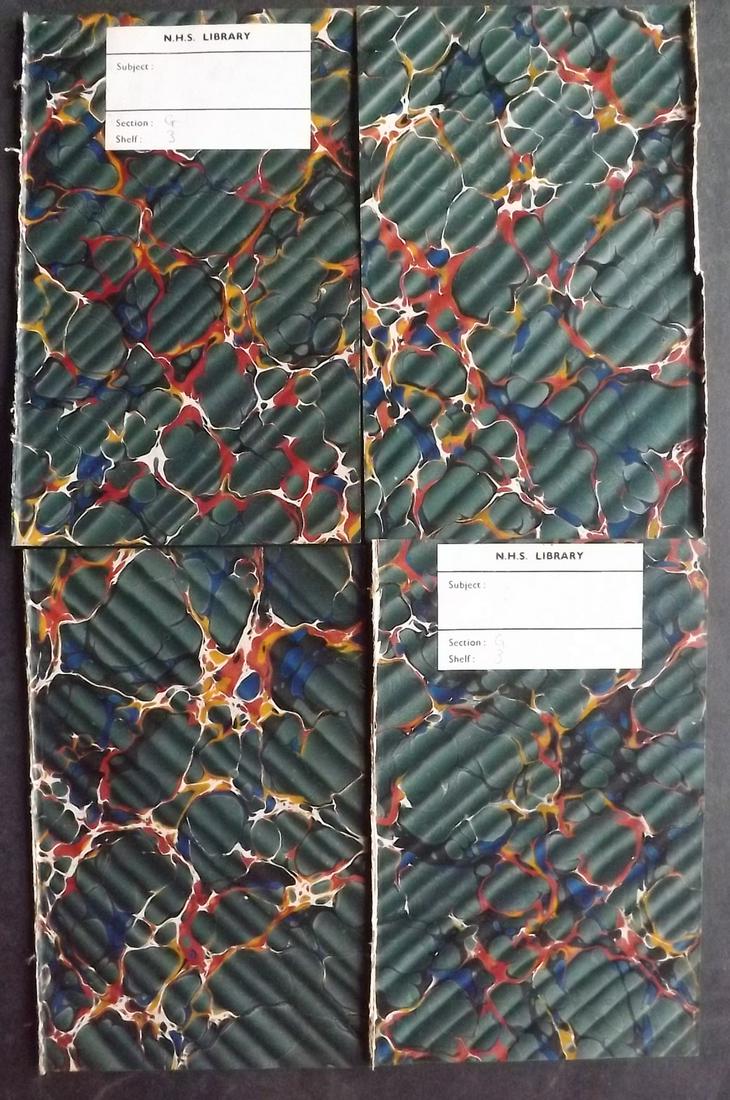 Old Paper, Bookbinding 19th Cent. Set of 4 Marble End Papers (1 of 2)