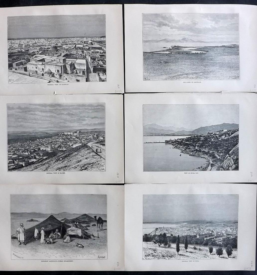 Reclus, Elisee C1880 Lot of 6 Prints. Algeria & Tunisia (1 of 2)