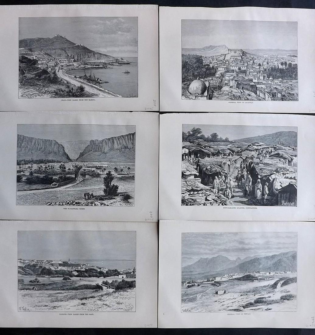 Reclus, Elisee C1880 Lot of 6 Prints. Algeria, Morocco (1 of 2)