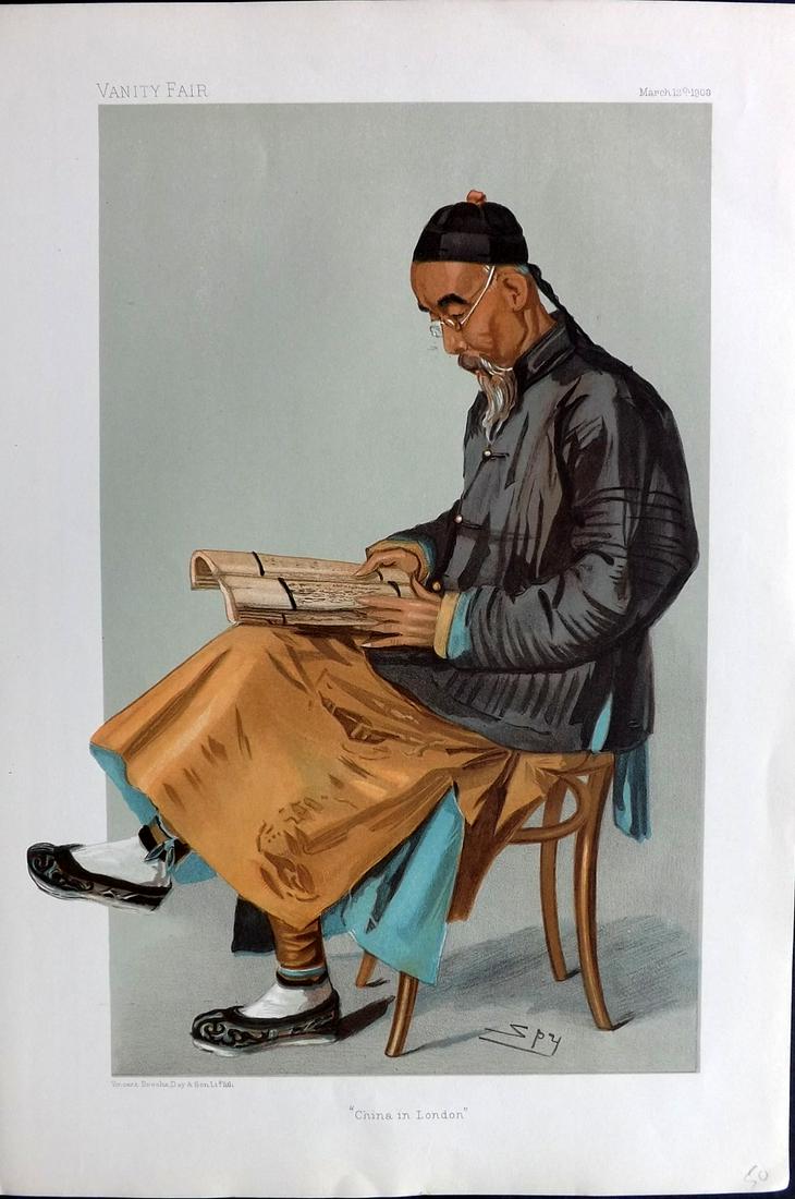 Vanity Fair Print 1903 Chang Ta-Jeng, China, Oriental: Chromolithograph Published 1869-1914, London for "Vanity Fair" Paper Size: 15 x 10 inch (38 x 25cm) Approx. Good Condition