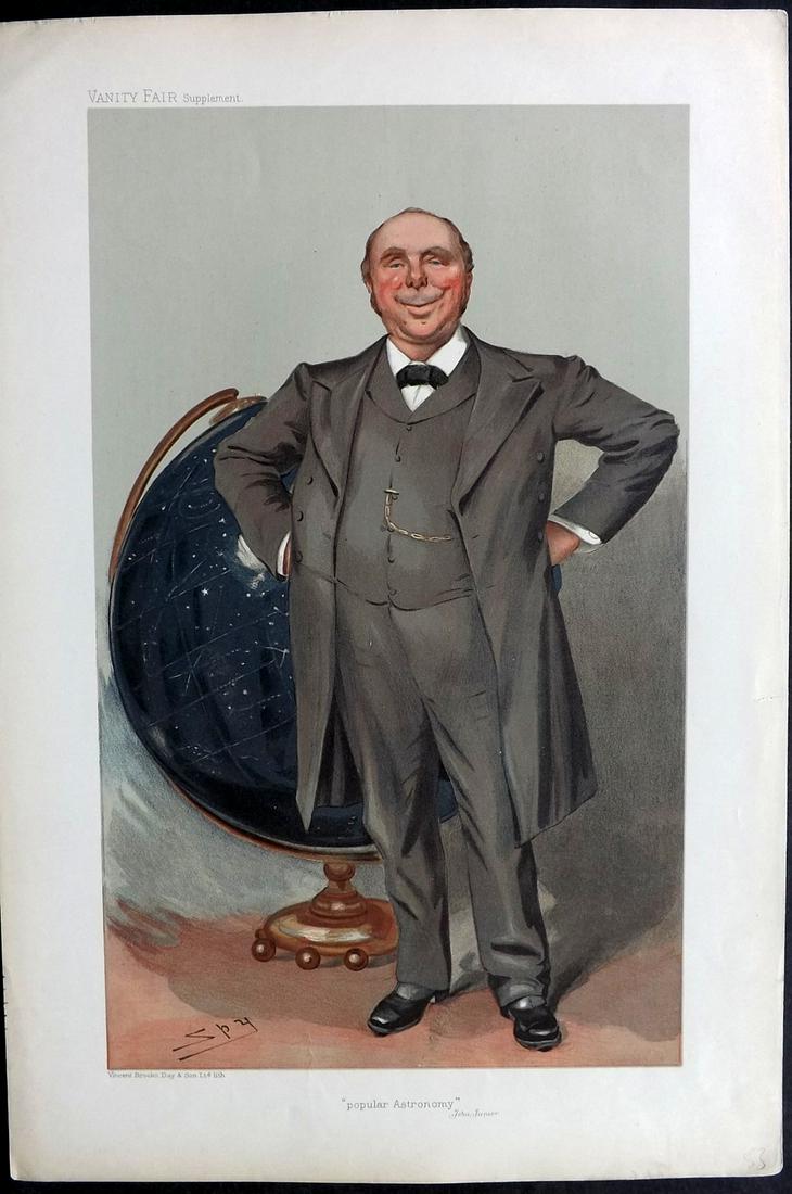 Vanity Fair Print 1905 Robert Ball, Astronomy Globe: Chromolithograph Published 1869-1914, London for "Vanity Fair" Paper Size: 15 x 10 inch (38 x 25cm) Approx. Good Condition