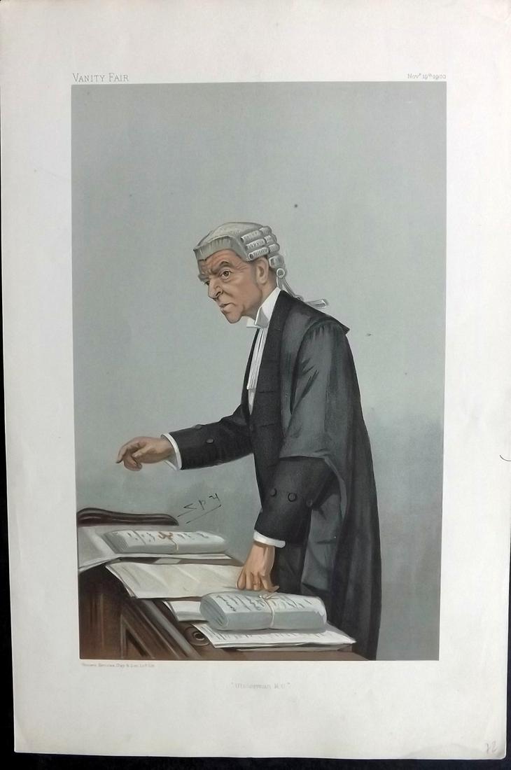 Vanity Fair Print 1903 Robert Albert McCall, Legal Lawyer: Chromolithograph Published 1869-1914, London for "Vanity Fair" Paper Size: 15 x 10 inch (38 x 25cm) Approx. Good Condition
