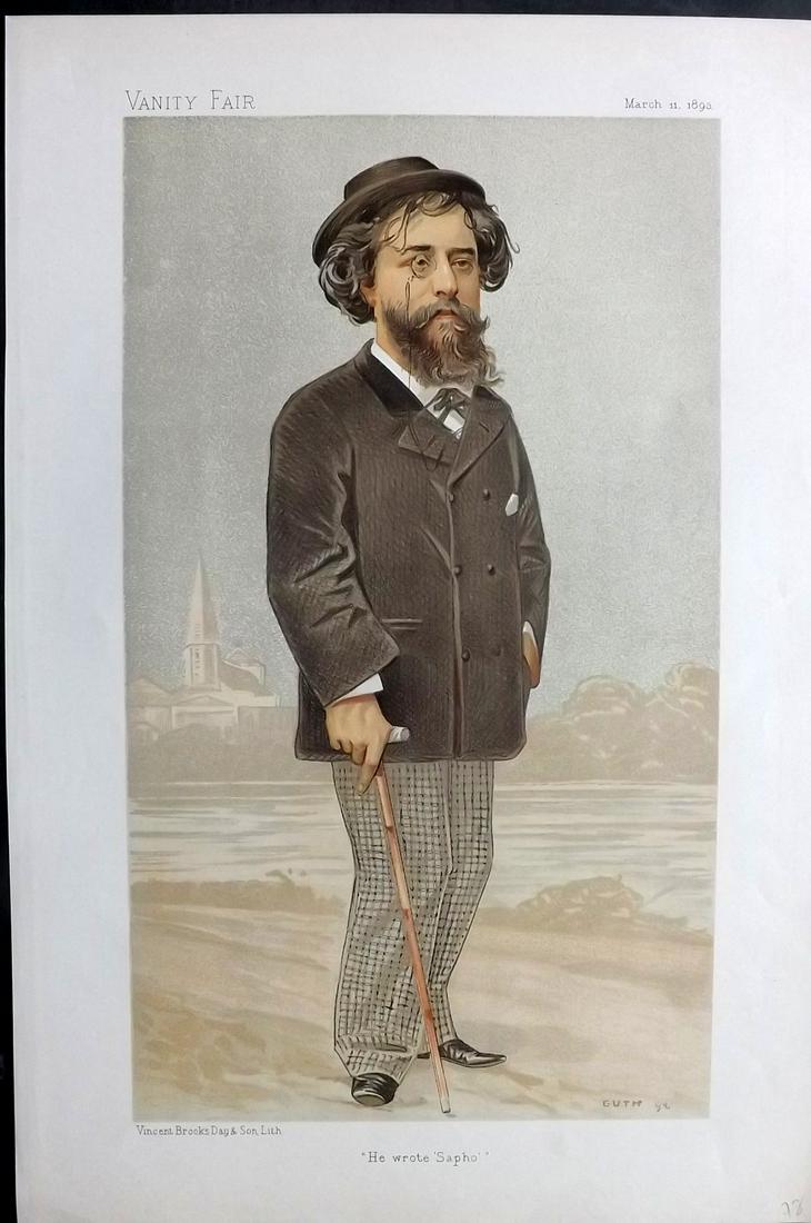 Vanity Fair Print 1892 Alphonse Daudet, Literary (1 of 1)