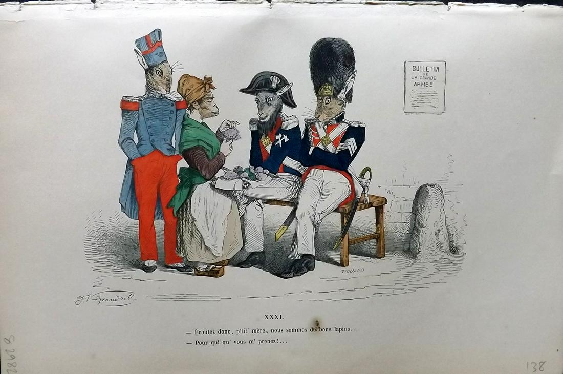Grandville, J. J. 1869 HC Anthropomorphic Print. Rabbit Monkey Goat 31 (1 of 2)