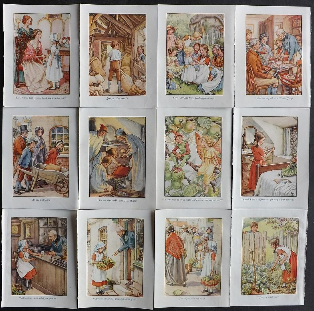 Barker, Cicely C1945 Lot of 12 Children/Juvenile Prints: Offset Lithograph Published C1945, London for "Groundsel and Necklaces" by Cicely Mary Barker. Paper Size: 5.5 x 4 inch (14 x 11cm) One with pencil scribbles to verso. Good Condition