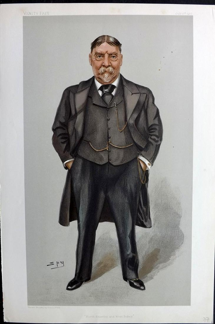 Vanity Fair Print 1902 Archibald Lucius Douglas, Navy, Canada: Chromolithograph Published 1869-1914, London for "Vanity Fair" With accompanying biographical text. Paper Size: 15 x 10 inch (38 x 25cm) Approx. Tiny background spots, otherwise Good Condition