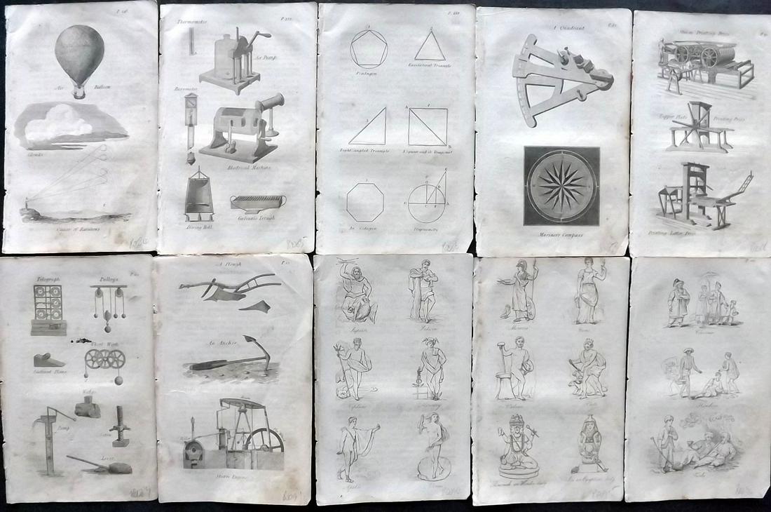 Blair, David 1834 Lot of 10 Miniature Prints. Science etc incl Balloon (1 of 2)