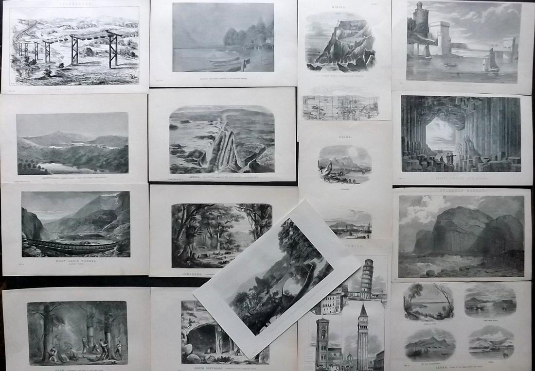 National Encyclopedia 1891 Lot of 16 Prints. Views & Landscapes (1 of 2)