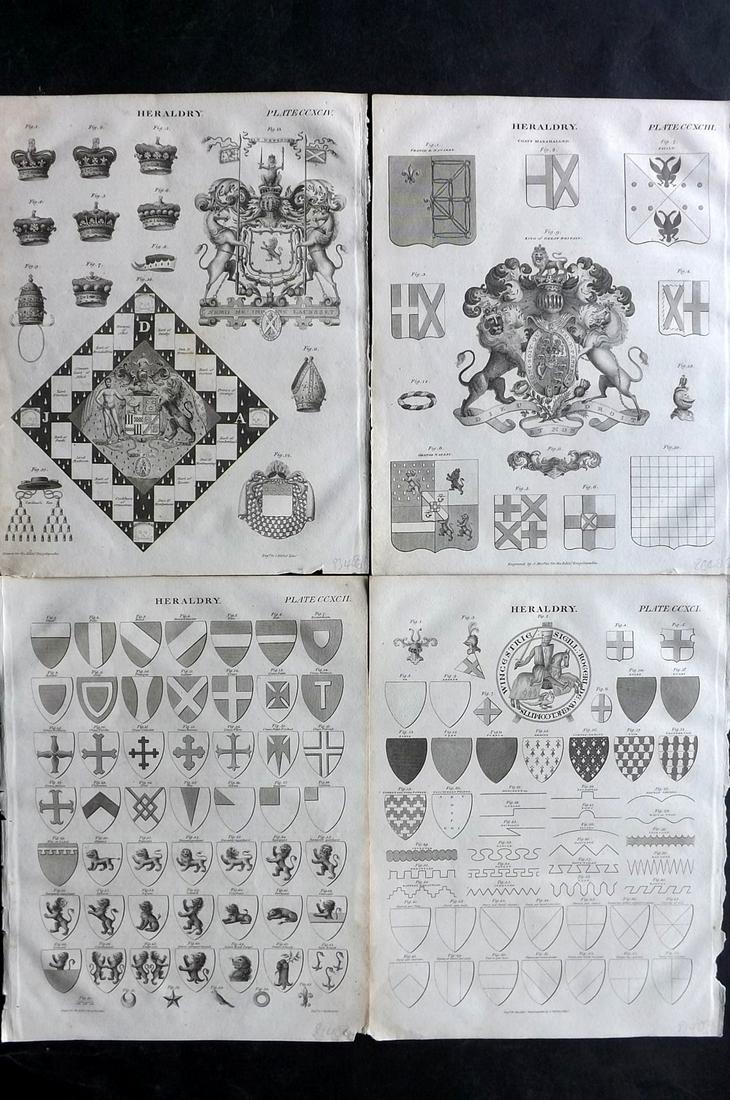 Brewster, David 1830 Lot of 4 Antique Herladry Prints (1 of 2)