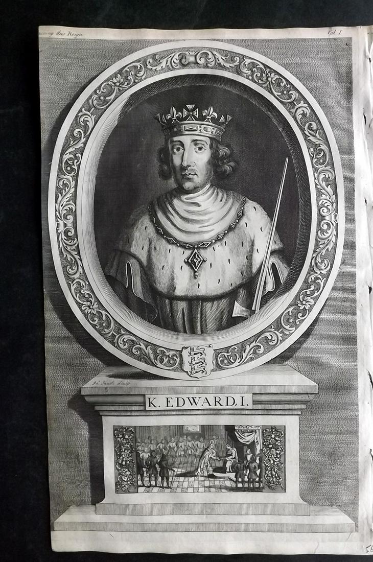 Rapin de Thoyras, Paul C1740 Folio Portrait. King Edward I (1 of 2)
