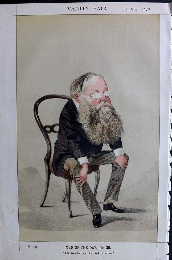 Vanity Fair Print 1872 Wilkie Collins, Literary (1 of 1)
