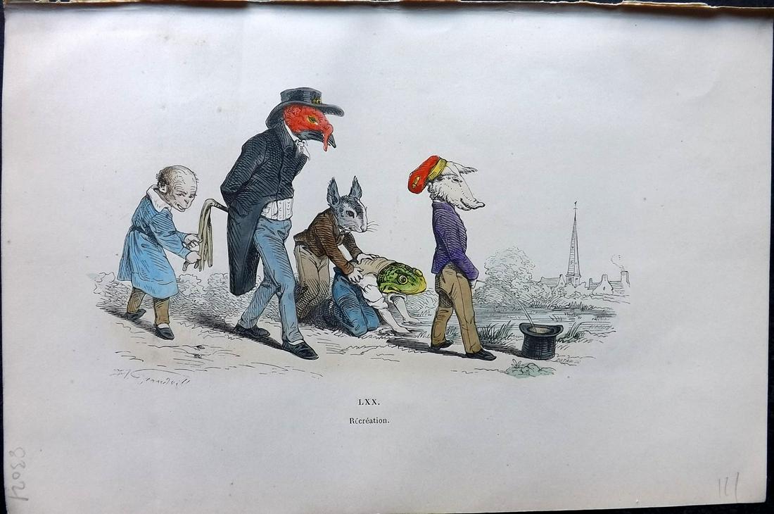 Grandville, J. J. 1869 HC Anthropomorphic Print. Insects, Beetles 34 (1 of 2)