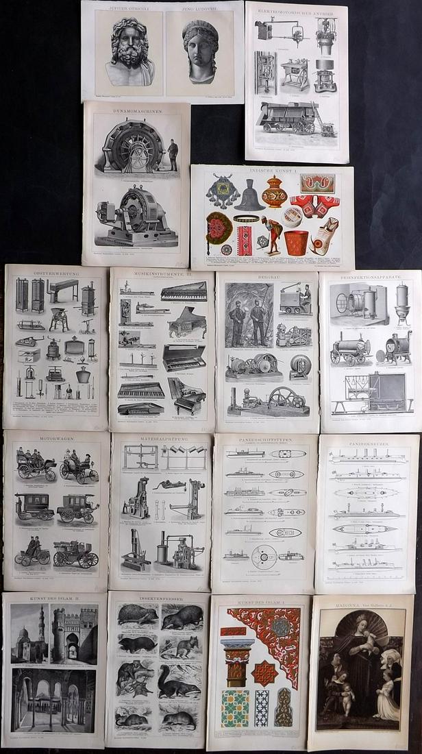 Brockhaus (Pub) 1890's Mixed Lot of 20 Antique Prints (1 of 6)