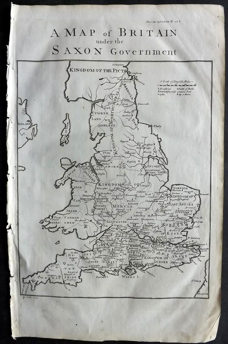 Rapin de Thoyras, Paul C1740 Map. Saxon Britain (1 of 2)