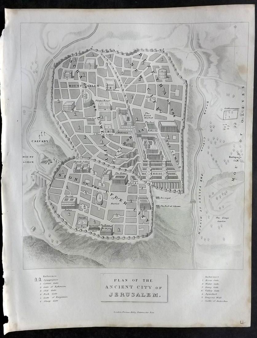 Fleetwood, Rev. John 1854 Map of Jerusalem, Holy Land (1 of 2)