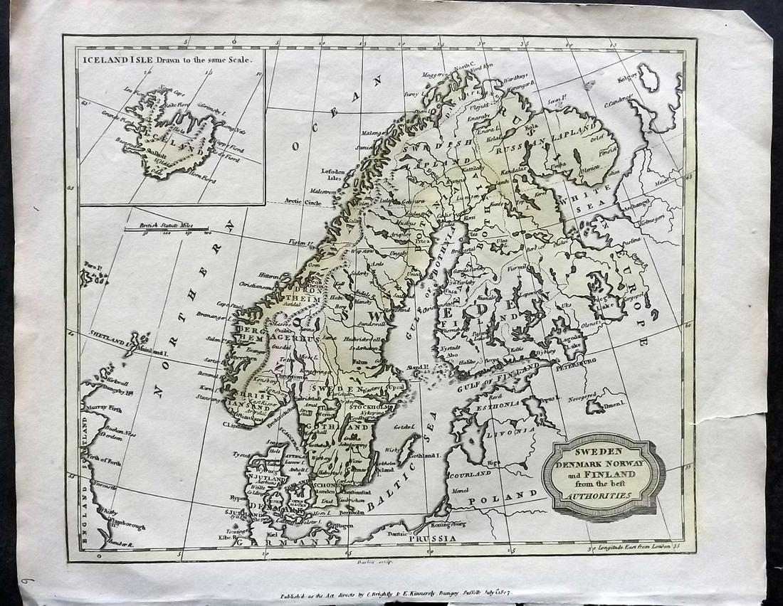 Barclay, James 1812 Hand Col Map. Sweden, Denmark, Norway, Finland (1 of 2)