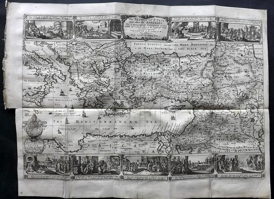 Moxon, Joseph 1711 Holy Land Map of the Travels of St. Paul (1 of 2)