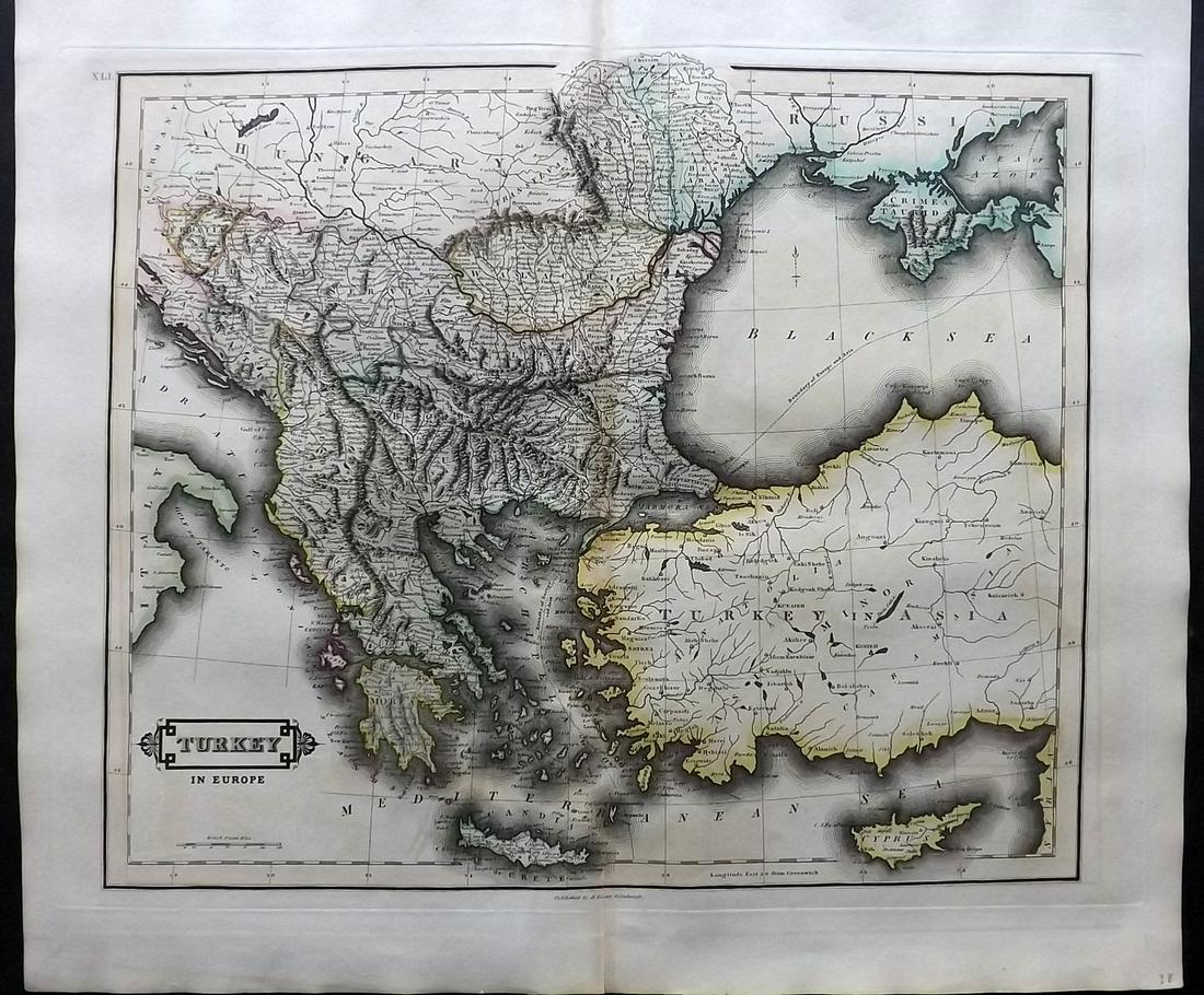 Lizars, Daniel 1831 LG Rare HC Map. Turkey in Europe (1 of 2)