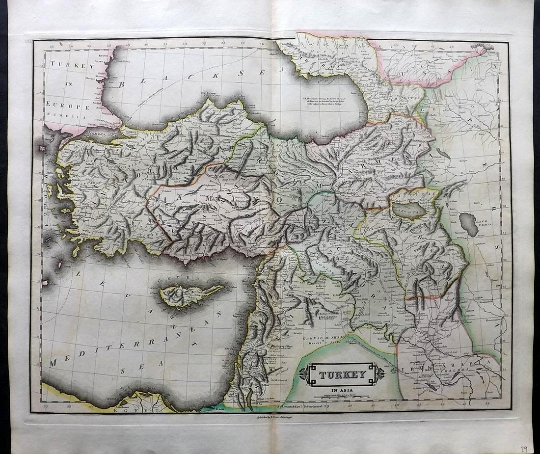 Lizars, Daniel 1831 LG Rare HC Map. Turkey in Asia (1 of 2)