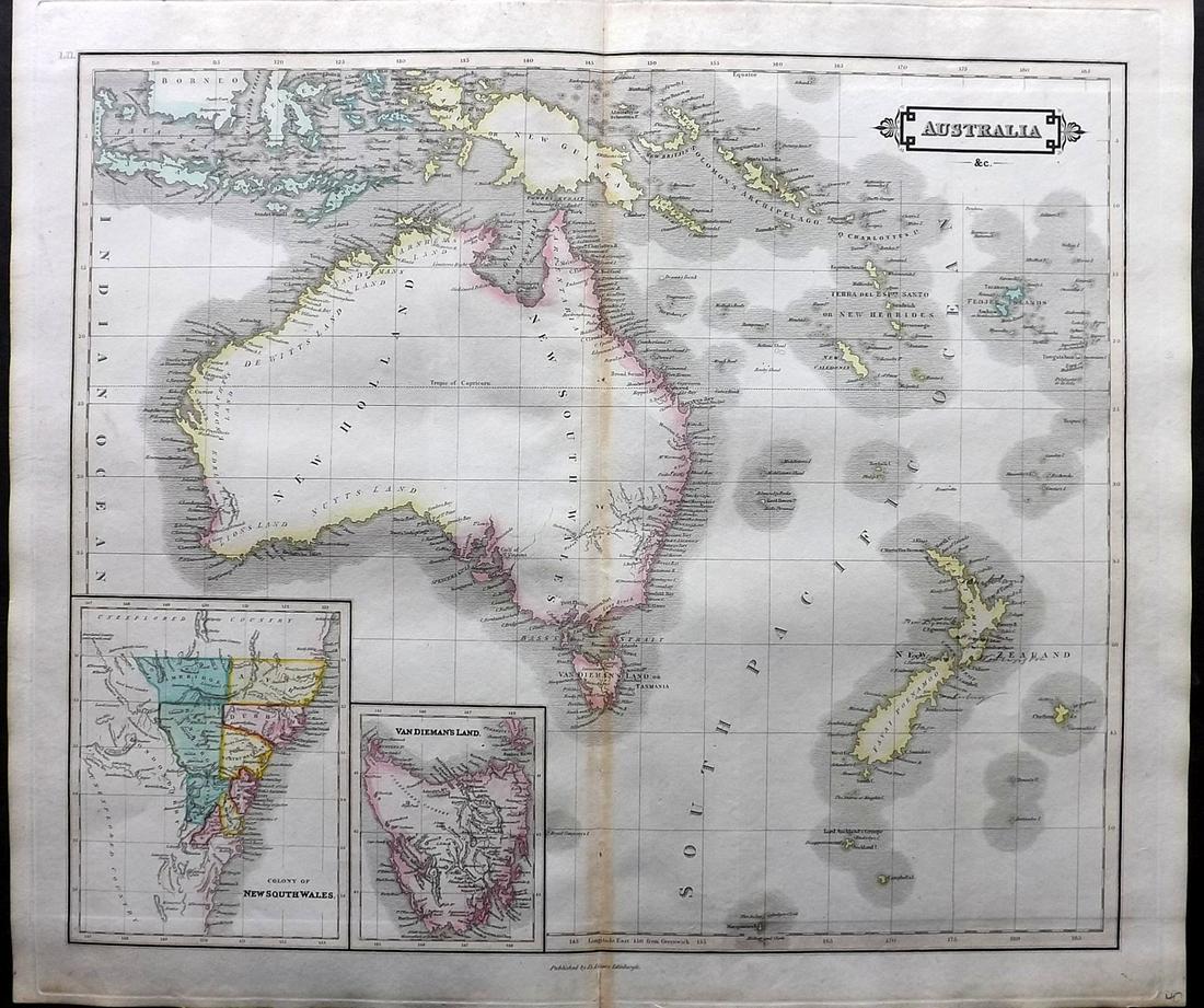 Lizars, Daniel 1831 LG Rare HC Map. Australia (1 of 2)